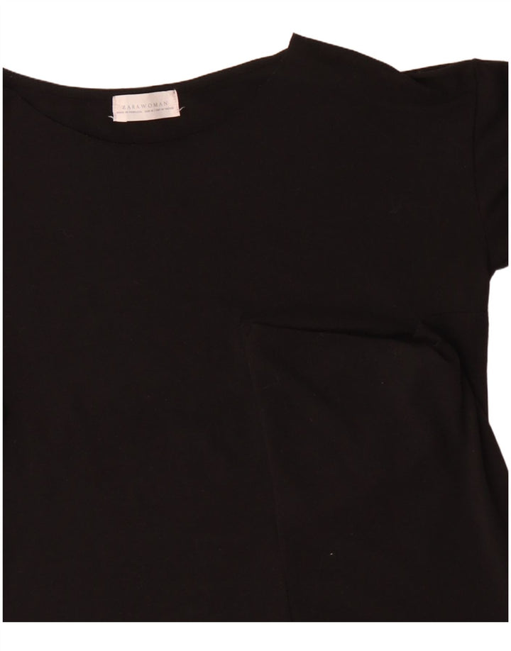 Zara Damen Top Langarm UK 14 Medium Schwarz