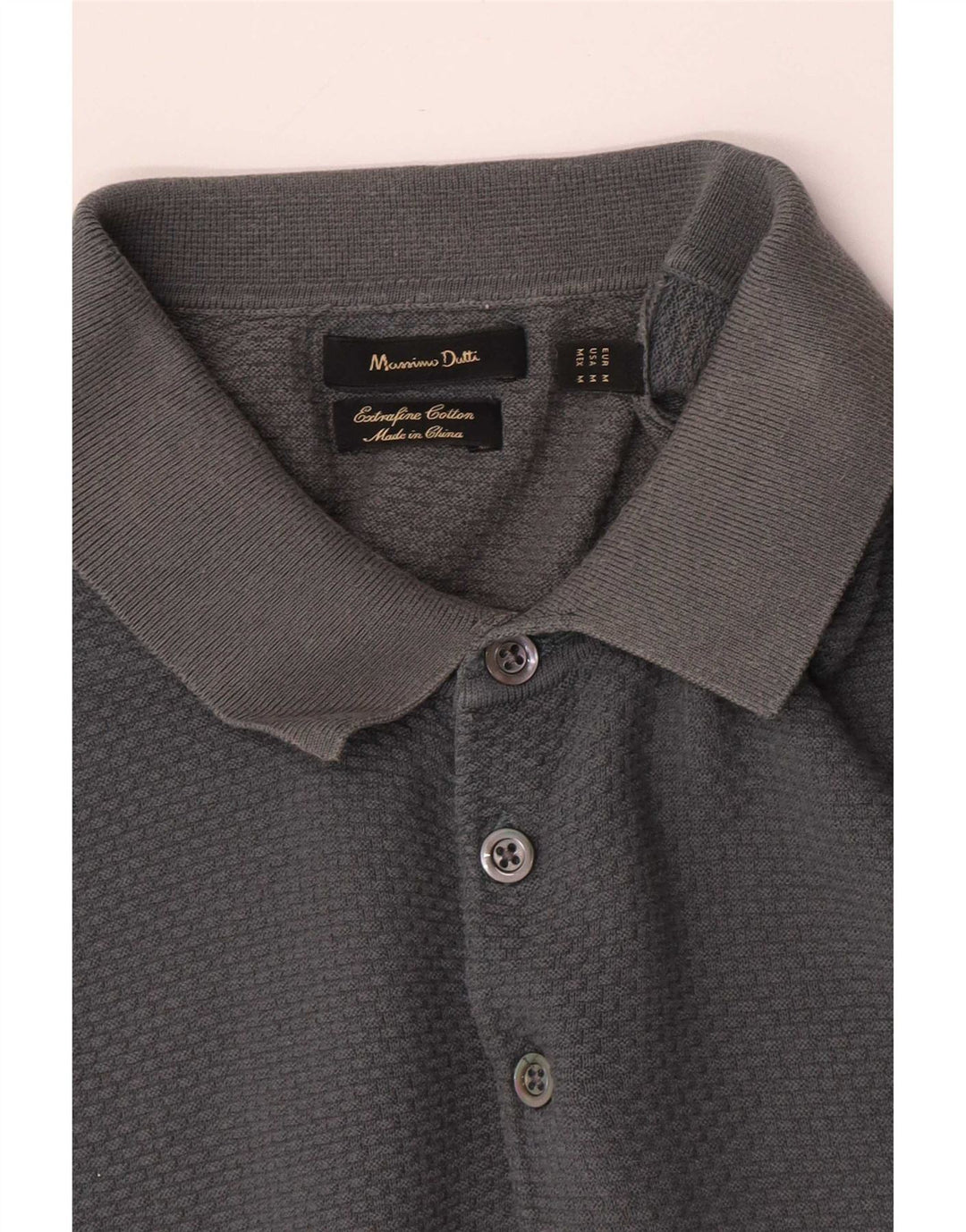 Massimo Dutti Herren-Poloshirt aus mittelgrauer Baumwolle