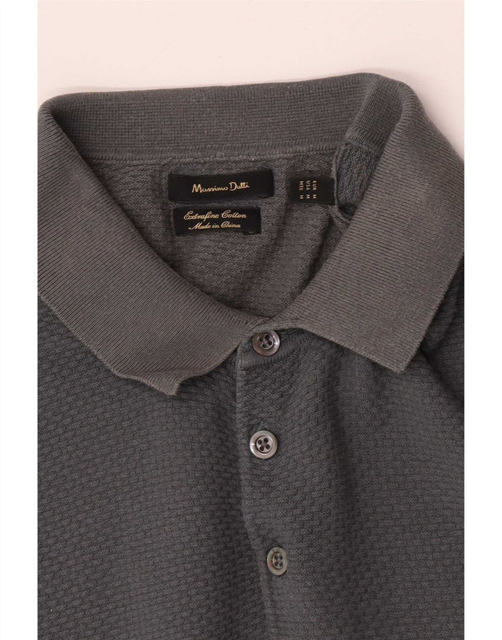 Massimo Dutti Herren-Poloshirt aus mittelgrauer Baumwolle