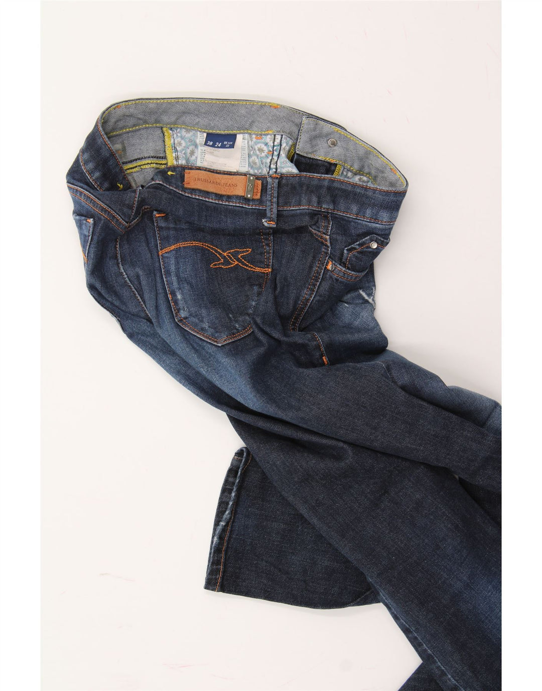 TRUSSARDI Womens Slim Jeans EU 38 Medium W30 L31 Navy Blue Cotton Vintage Trussardi and Second-Hand Trussardi from Messina Hembry 