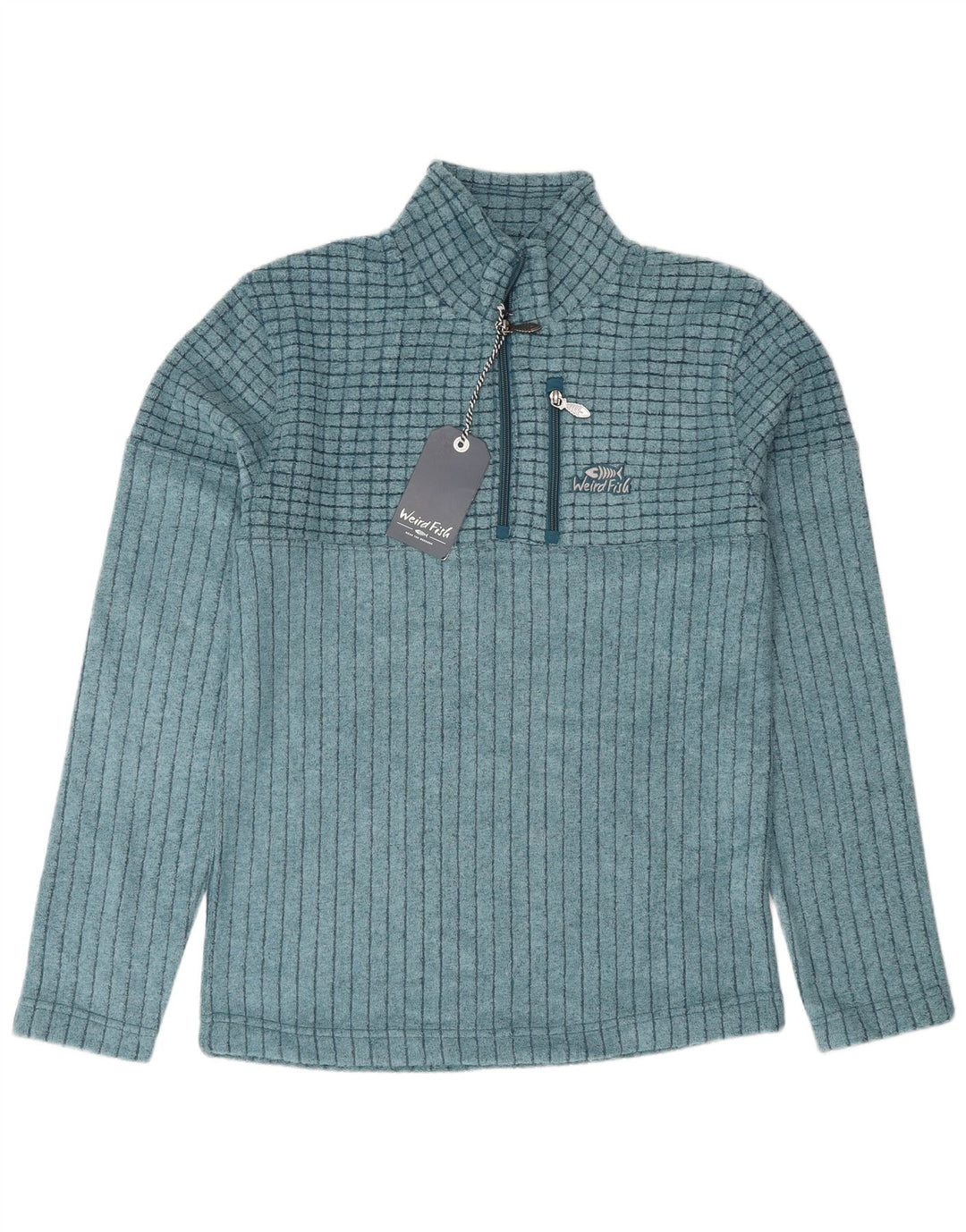 Weird Fish Herren-Sweatshirt mit Reißverschluss am Hals, klein, blau, Polyester