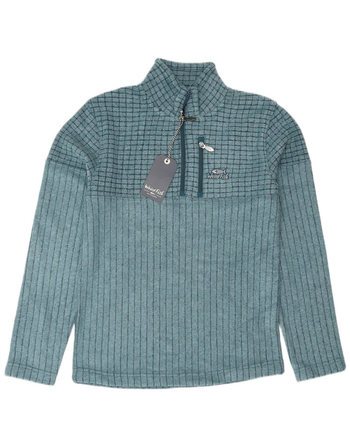 Weird Fish Herren-Sweatshirt mit Reißverschluss am Hals, klein, blau, Polyester