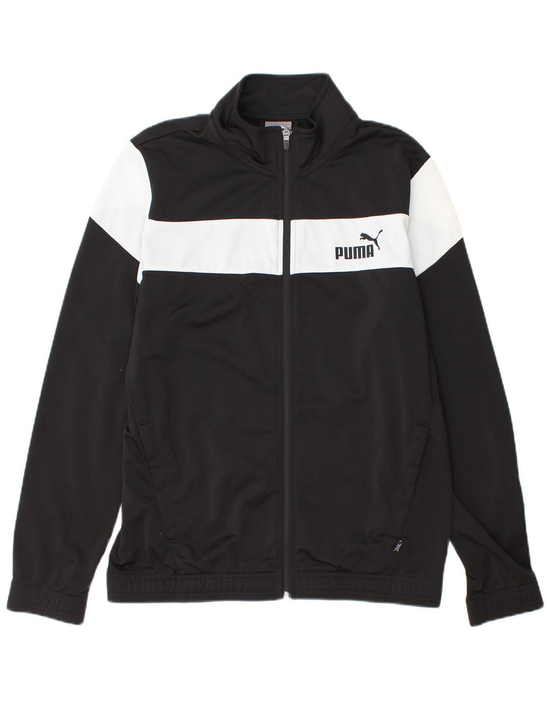 PUMA Herren-Trainingsanzug, Oberteil, Jacke, Größe S, Schwarz, Farbblock-Polyester