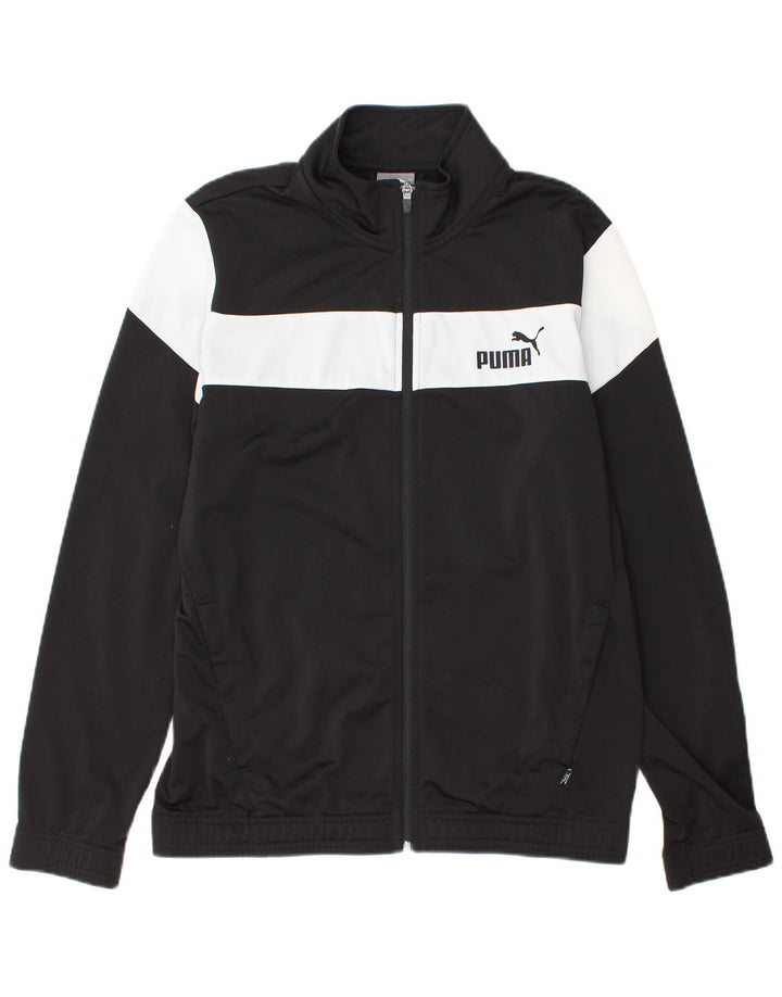 PUMA Herren-Trainingsanzug, Oberteil, Jacke, Größe S, Schwarz, Farbblock-Polyester