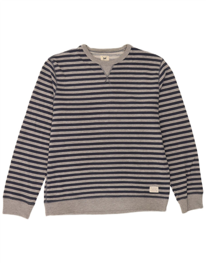 Lee Damen-Sweatshirt mit regulärer Passform, UK 16, Größe L, grau gestreift, Baumwolle