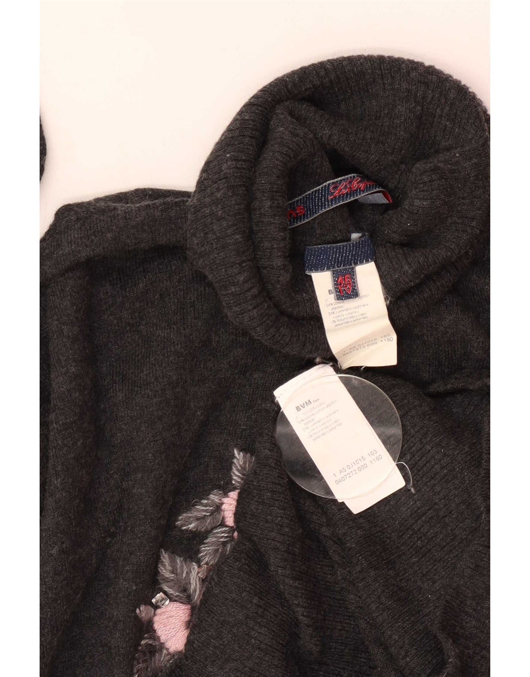 Grafischer Rollkragenpullover für Damen von Les Copains, Größe 46, groß, grau geblümt