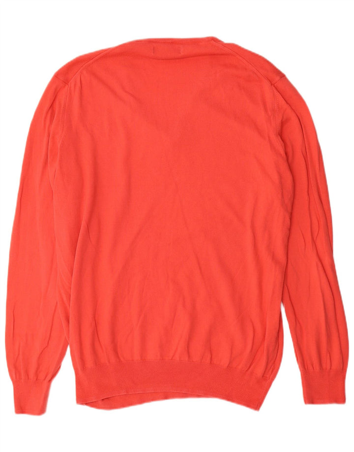 Zara Herren-Pullover mit V-Ausschnitt, XL, rote Baumwolle