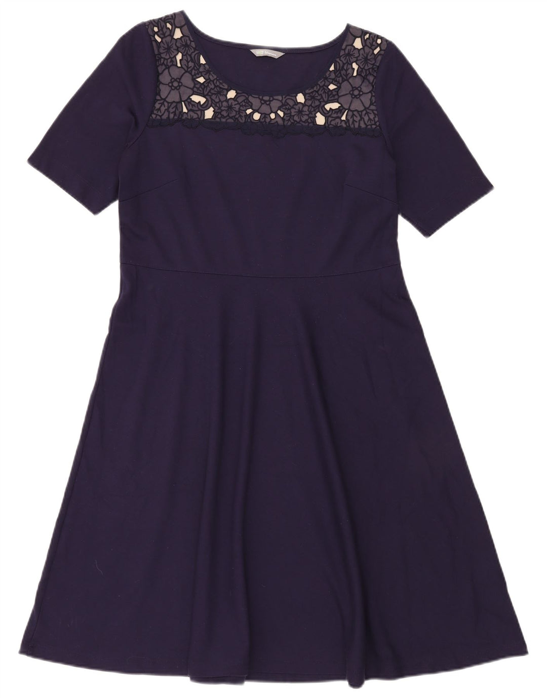 MARKS & SPENCER Damen-A-Linien-Kleid, Größe M, Marineblau, Blumenmuster, UK 14