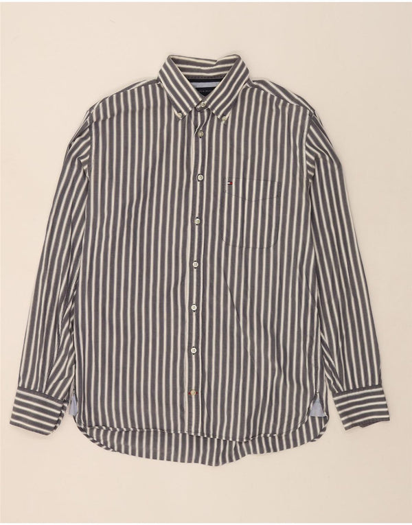 TOMMY HILFIGER Mens Shirt Medium Grey Pinstripe Cotton