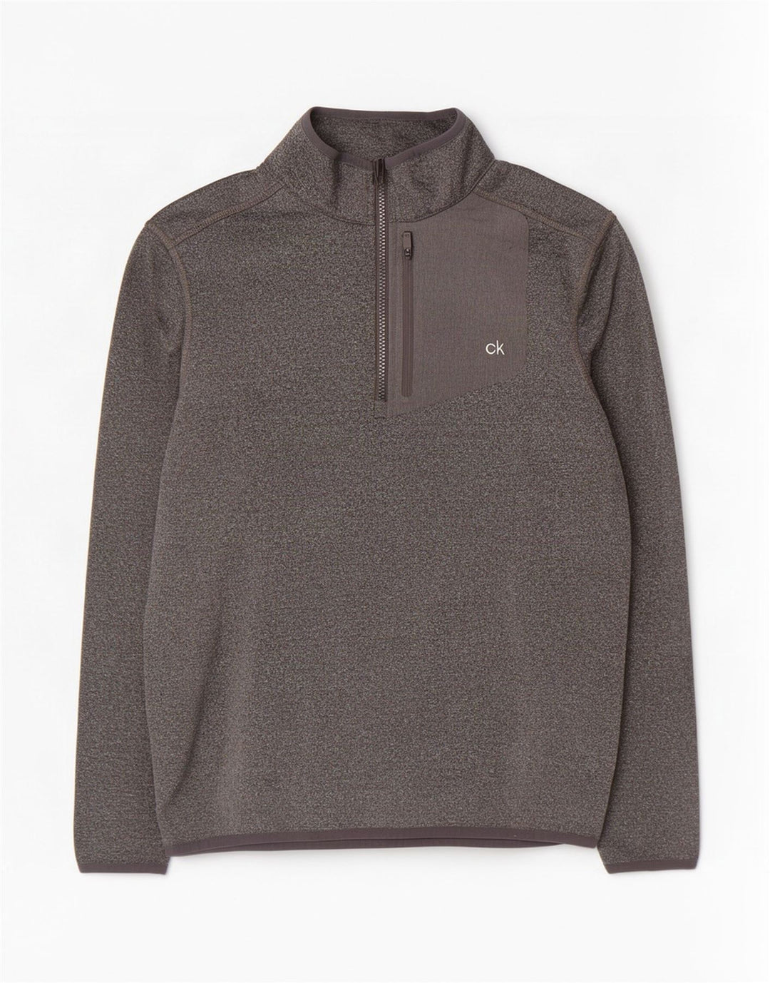 Calvin Klein Herren-Golf-Pullover-Trainingsanzug mit Reißverschluss, Größe S, Grau meliert