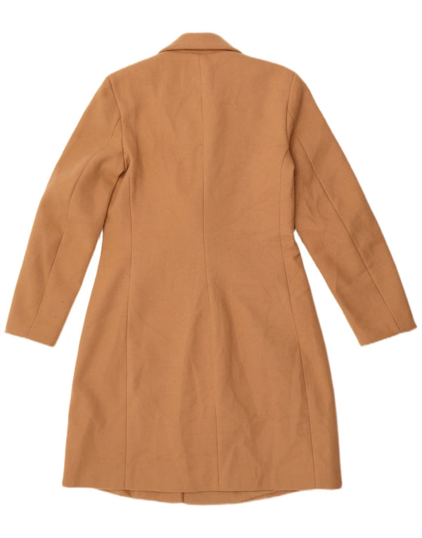 Zara Damen Mantel UK 10 Small Beige Polyester