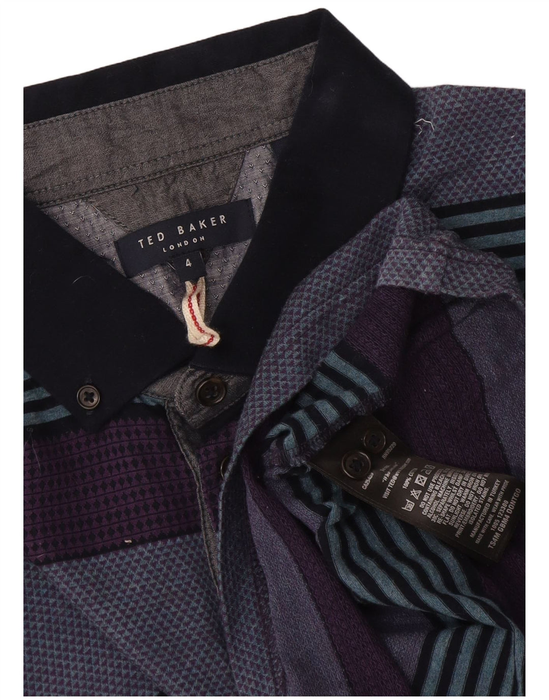 Ted Baker Herren-Poloshirt, Größe 4, groß, mehrfarbig, gestreift, Baumwolle