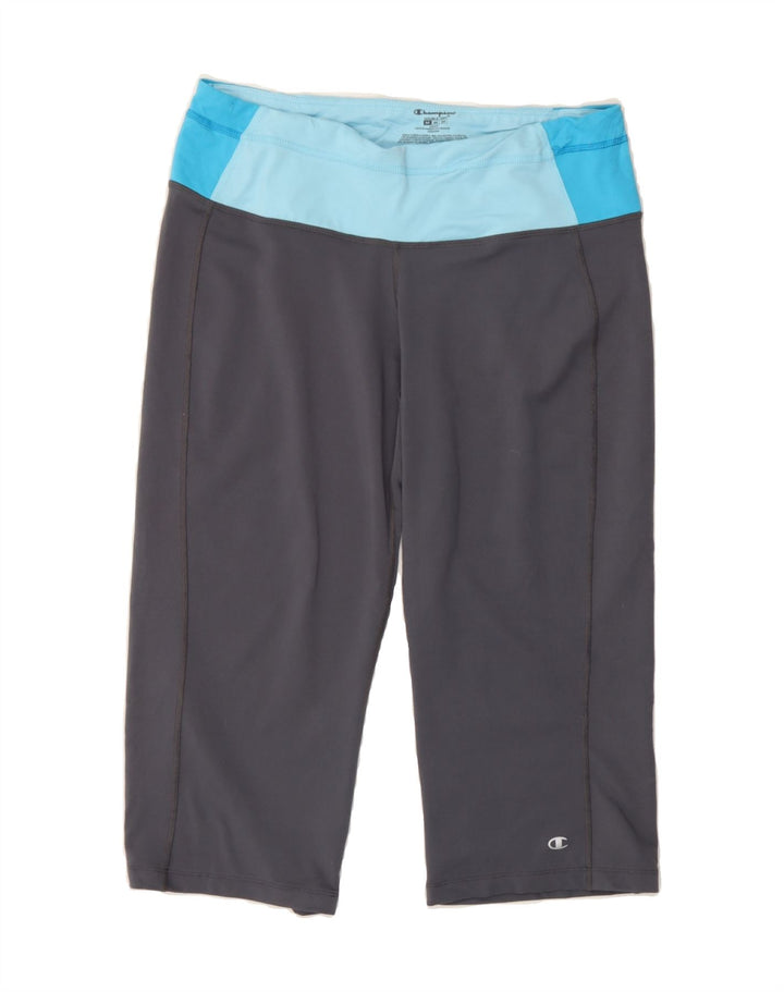 CHAMPION Womens Capri Leggings UK 14 Medium  Grey Colourblock Polyester Vintage Champion and Second-Hand Champion from Messina Hembry 