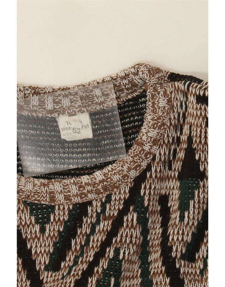 Vintage Herren Pullover mit Rundhalsausschnitt, Größe 52, groß, mehrfarbig, geometrisch