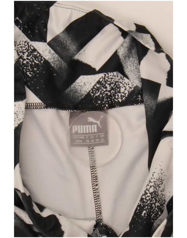 Puma Damen Leggings UK 12 Medium Schwarz Geometrisch