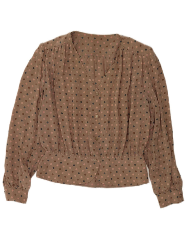 Vintage Damen Hemdbluse UK 18 XL Braun gepunktet