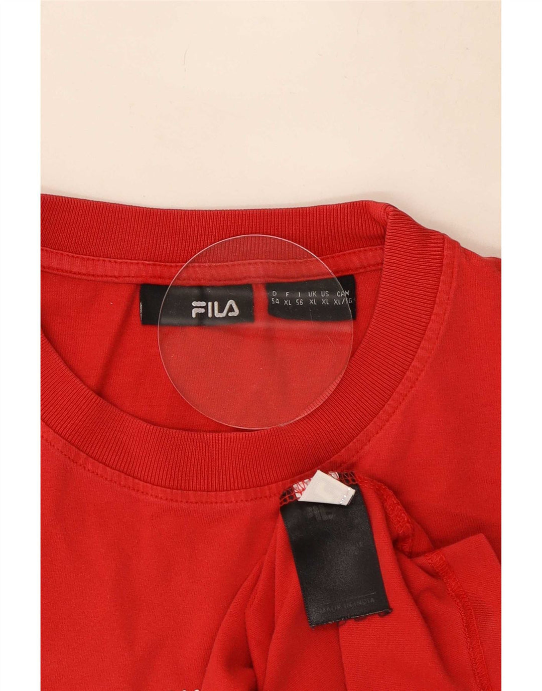 Fila Herren Grafik-T-Shirt-Oberteil XL aus roter Baumwolle