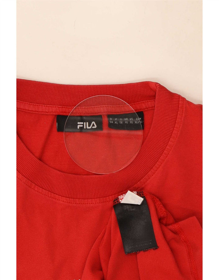 Fila Herren Grafik-T-Shirt-Oberteil XL aus roter Baumwolle