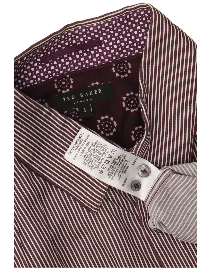 TED BAKER Herrenhemd Größe 4 Large Lila Nadelstreifen Baumwolle