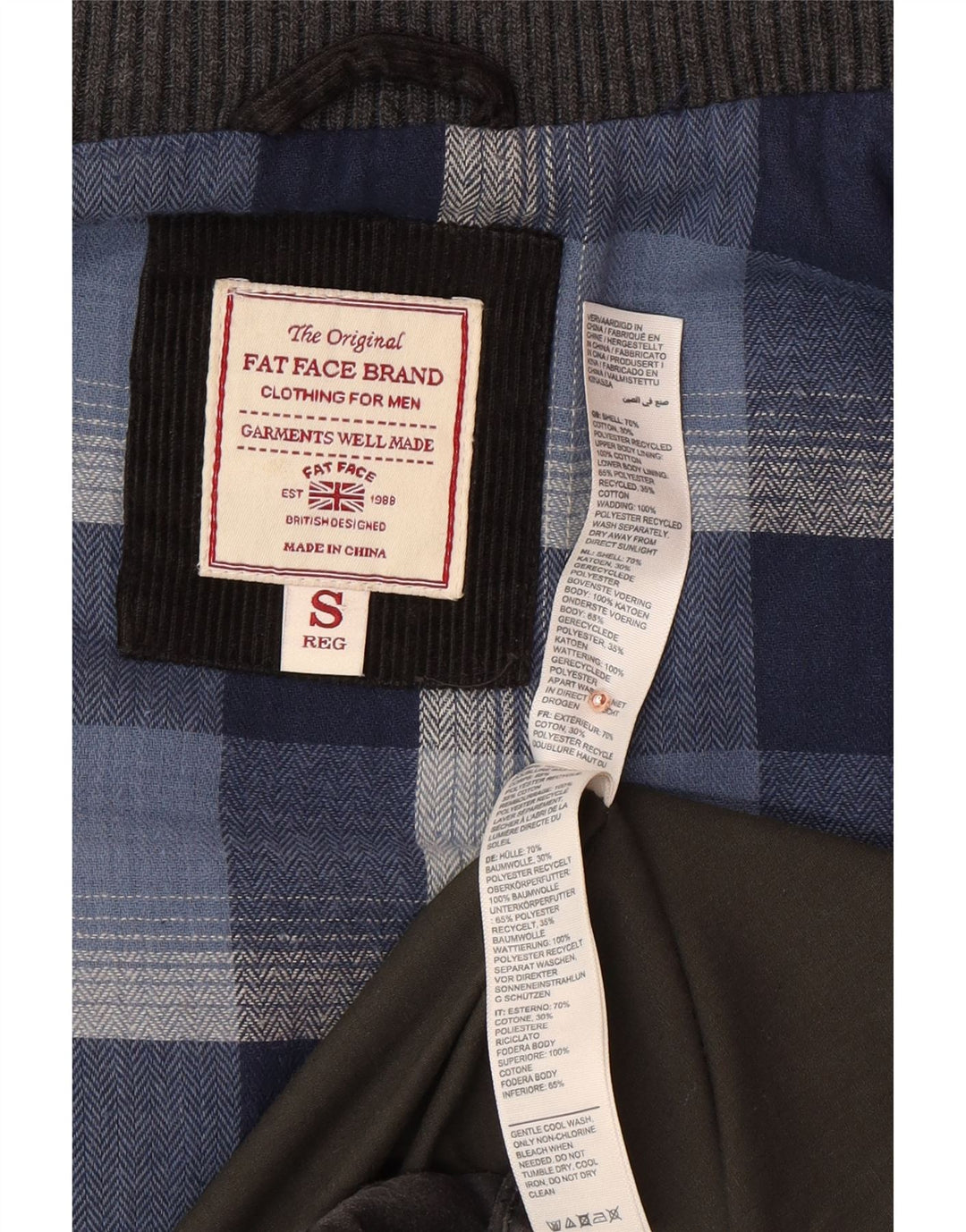 FAT FACE Herren Wattierte Weste UK 36 Small Grau Baumwolle