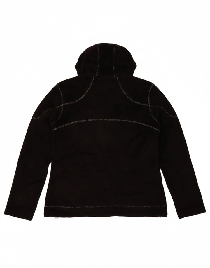 VINTAGE Womens Hooded Fleece Jacket UK 20 2XL Black Polyester