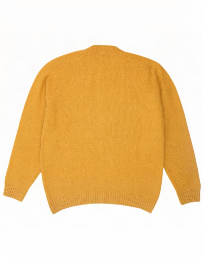 Zara Herren-Pullover mit Rundhalsausschnitt, XL, gelbe Wolle