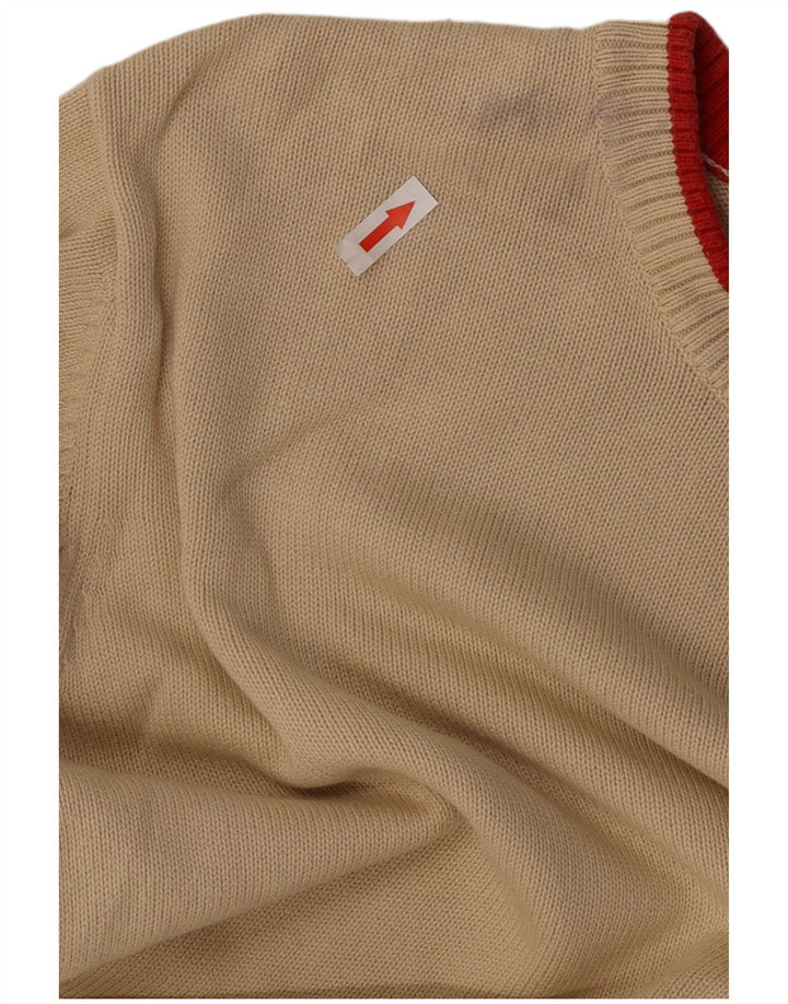 Sergio Tacchini Herren-Pullover mit Rundhalsausschnitt, mittelbeige Baumwolle