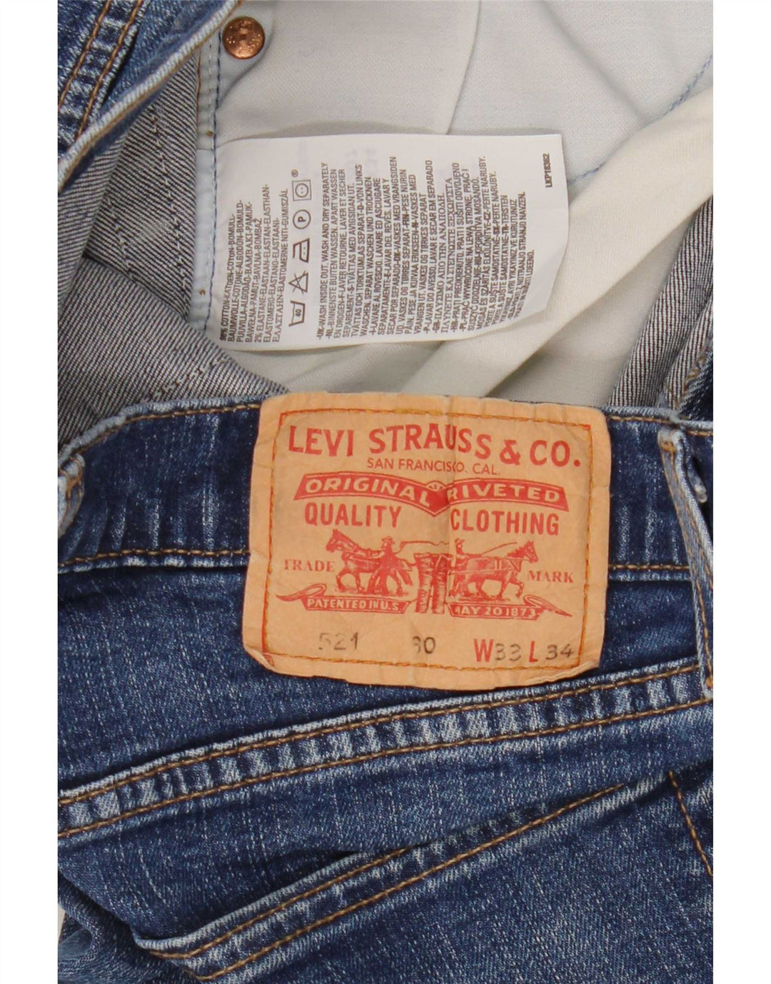 Levi's Herren 521 Straight Jeans W33 L29 Blaue Baumwolle