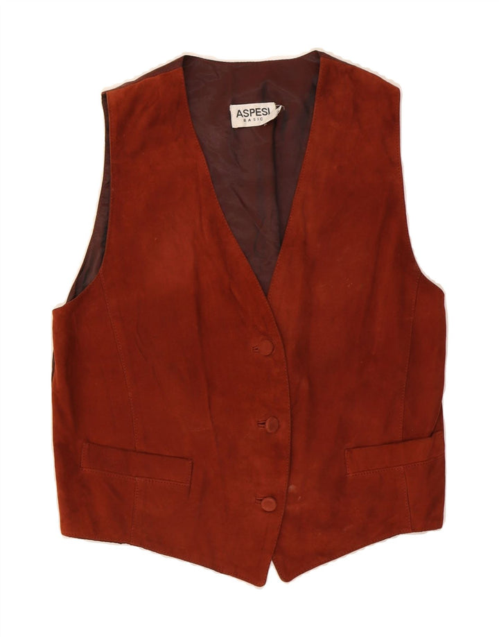 ASPESI Womens Suede Waistcoat IT 46 Large Brown Colourblock Vintage Aspesi and Second-Hand Aspesi from Messina Hembry 