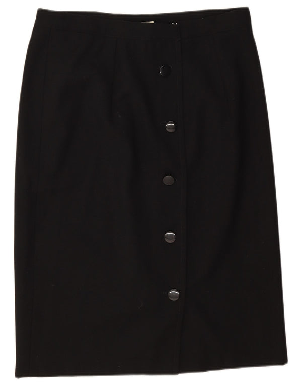 Valentino Damen gerader Rock IT 46 Large W32 Schwarze Wolle