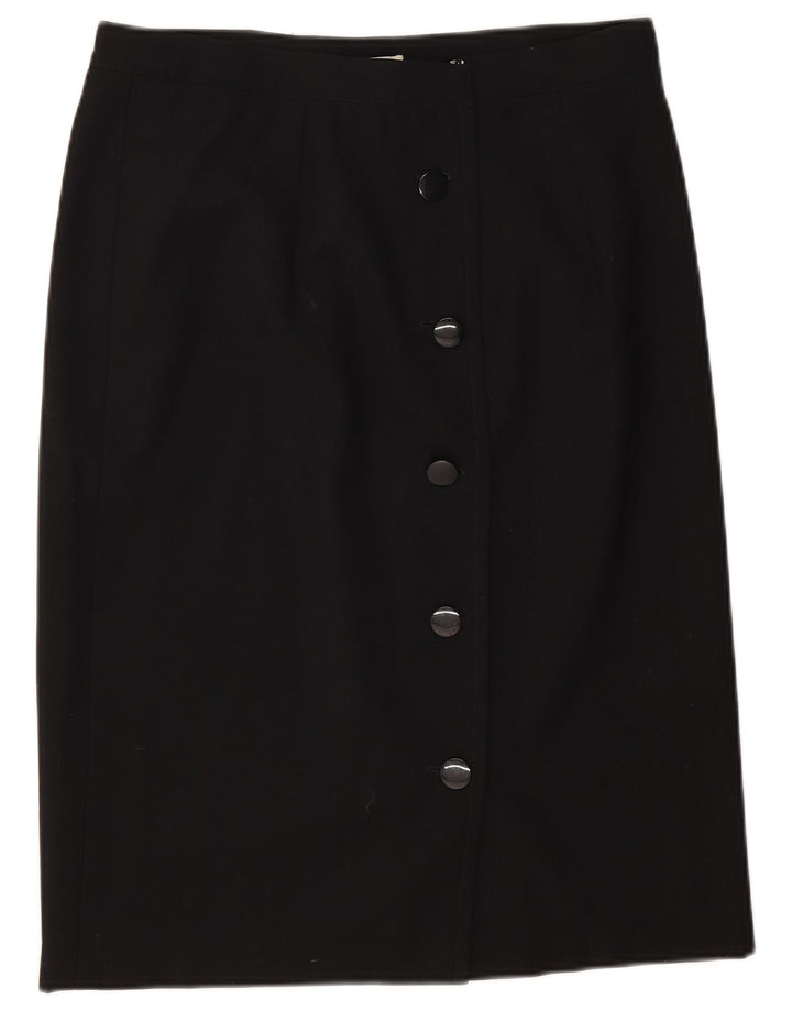 Valentino Damen gerader Rock IT 46 Large W32 Schwarze Wolle