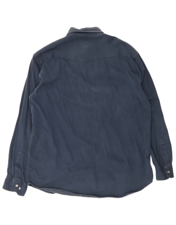 Carrera Herren-Jeanshemd, Größe 39/40, mittelmarineblaue Baumwolle