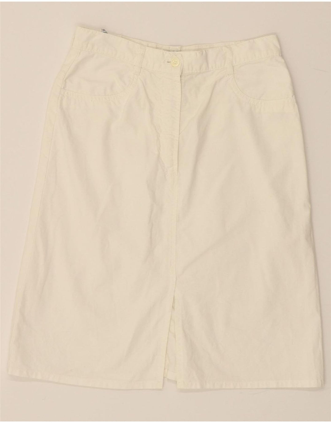 BENETTON Womens A-Line Skirt IT 42 Medium W28  White Cotton Vintage Benetton and Second-Hand Benetton from Messina Hembry 