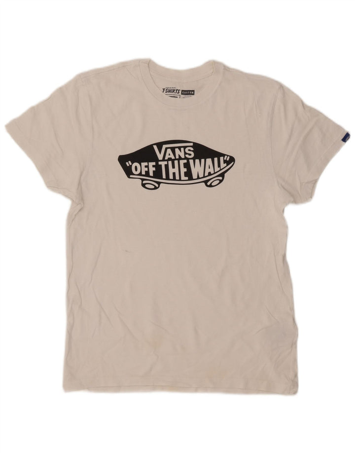 Vans Herren Custom Fit Grafik-T-Shirt-Oberteil aus mittelweißer Baumwolle