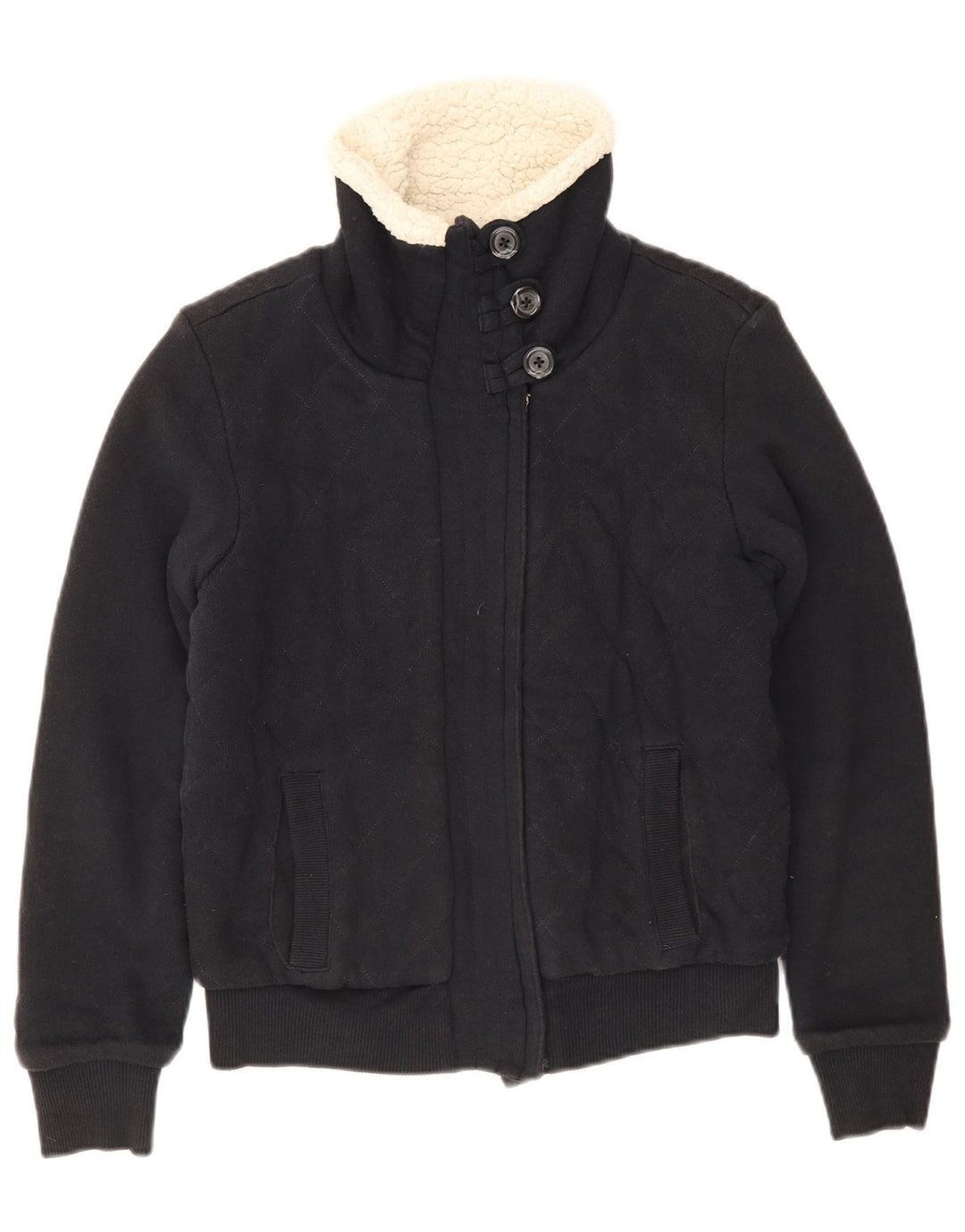 Gap Damen Bomber Sherpa Jacke UK 10 Small Marineblau Baumwolle