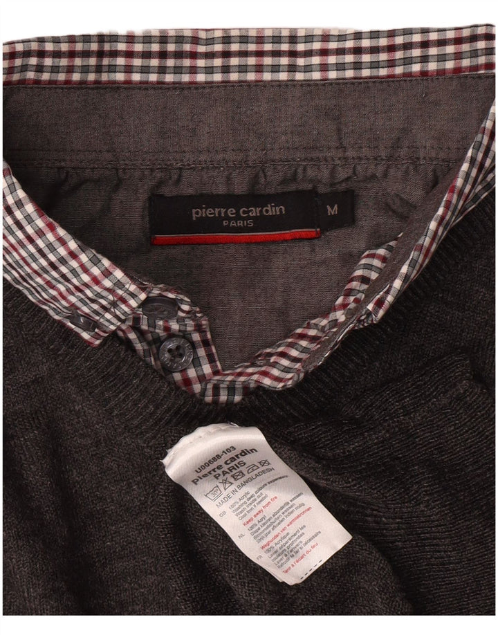 PIERRE CARDIN Herren-Pullover mit V-Ausschnitt, mittelgrau, Acryl, klassisch