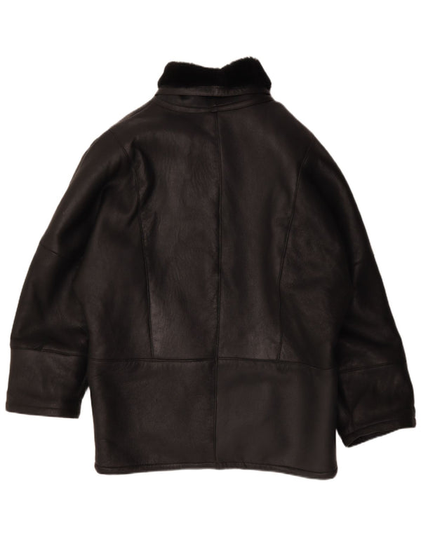 Vintage Damen Übergroße Lammfelljacke IT 44 Mittelschwarzes Leder