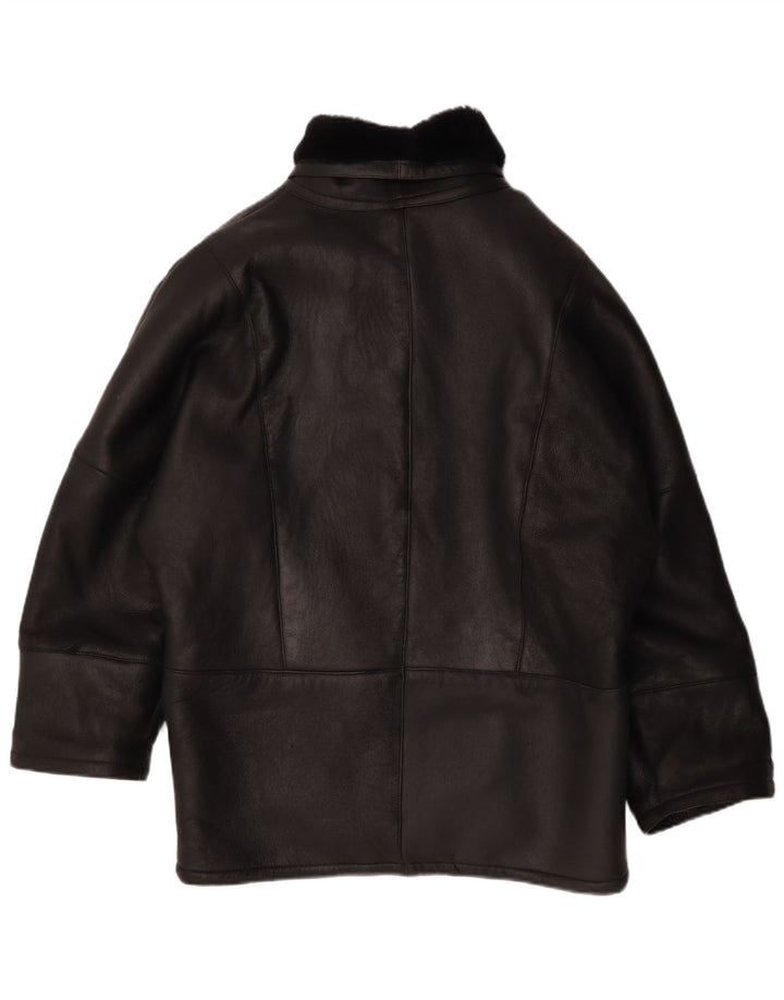 Vintage Damen Übergroße Lammfelljacke IT 44 Mittelschwarzes Leder