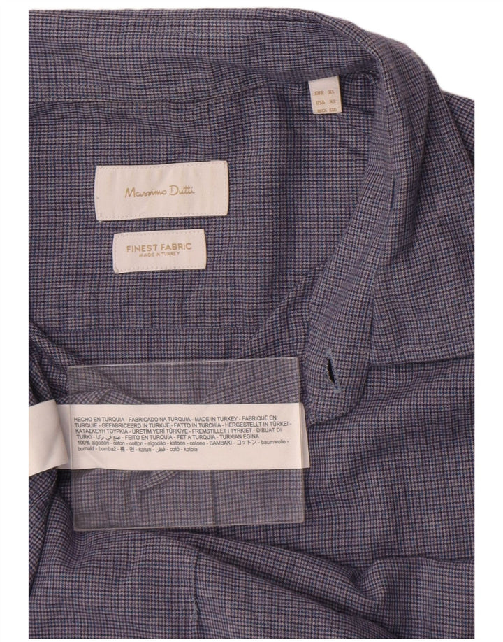 Massimo Dutti Herrenhemd XL, blau kariert, Baumwolle