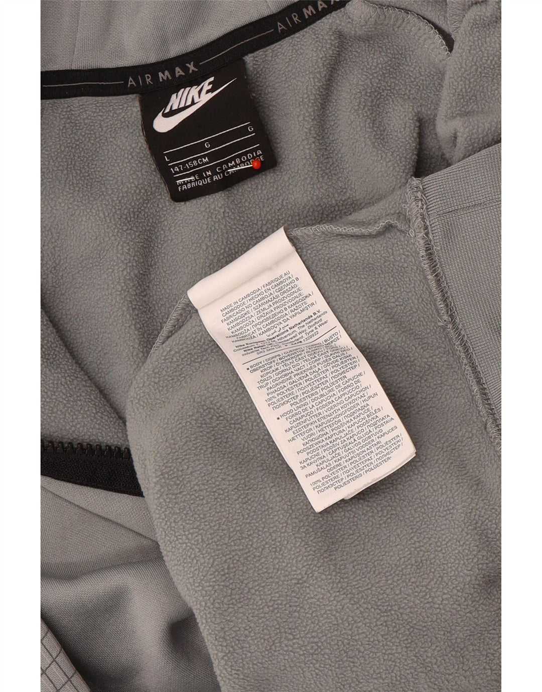 NIKE Kapuzenpullover mit Grafik für Jungen, 12–13 Jahre, groß, grau kariert, Polyester