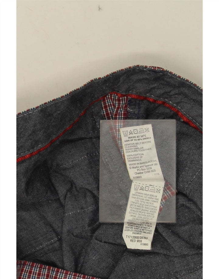 Marks & Spencer Herren-Chinoshorts W38 XL, rote Gingham-Baumwolle