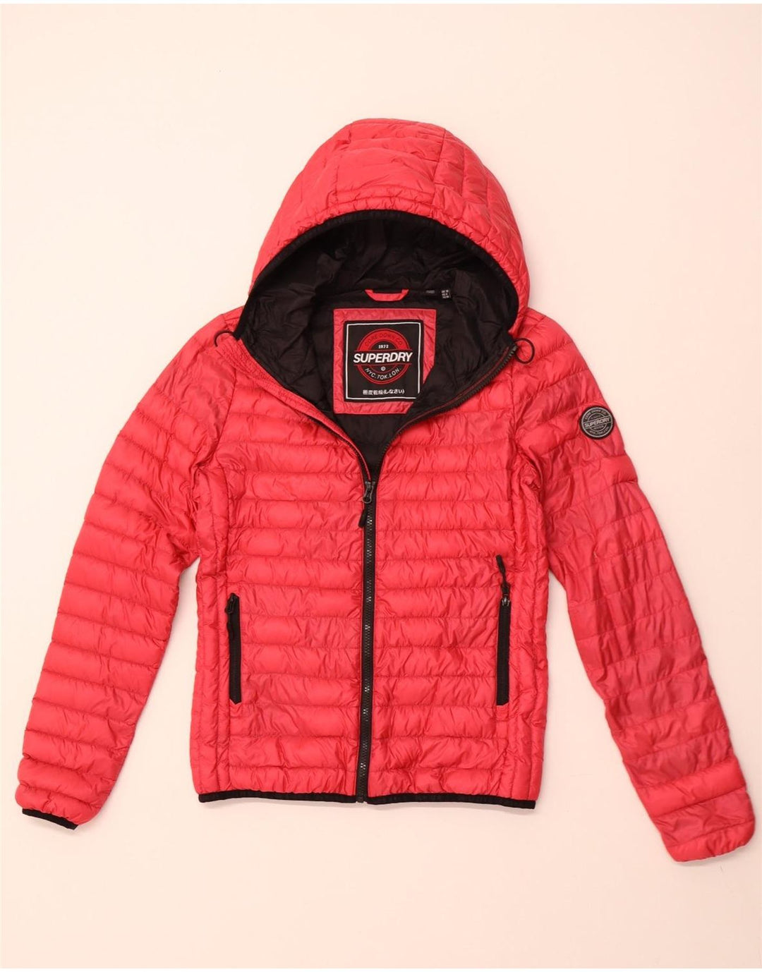 SUPERDRY Wattierte Damenjacke mit Kapuze, UK 10, Größe S, Rosa