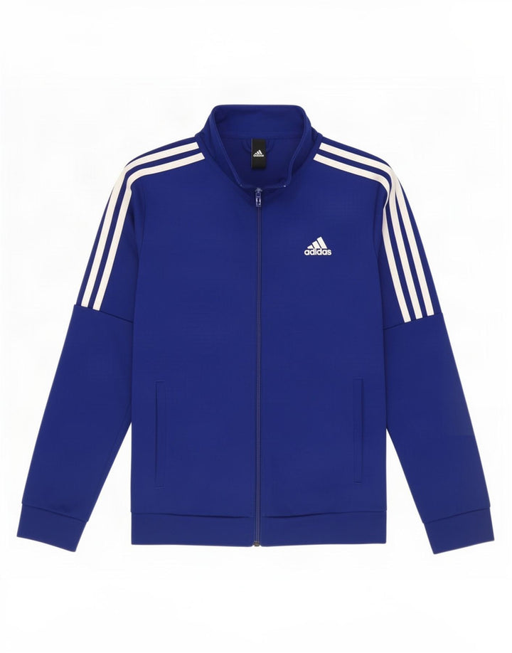 Adidas Damen Trainingsanzug Top Jacke UK 12/14 Mittelblaues Polyester