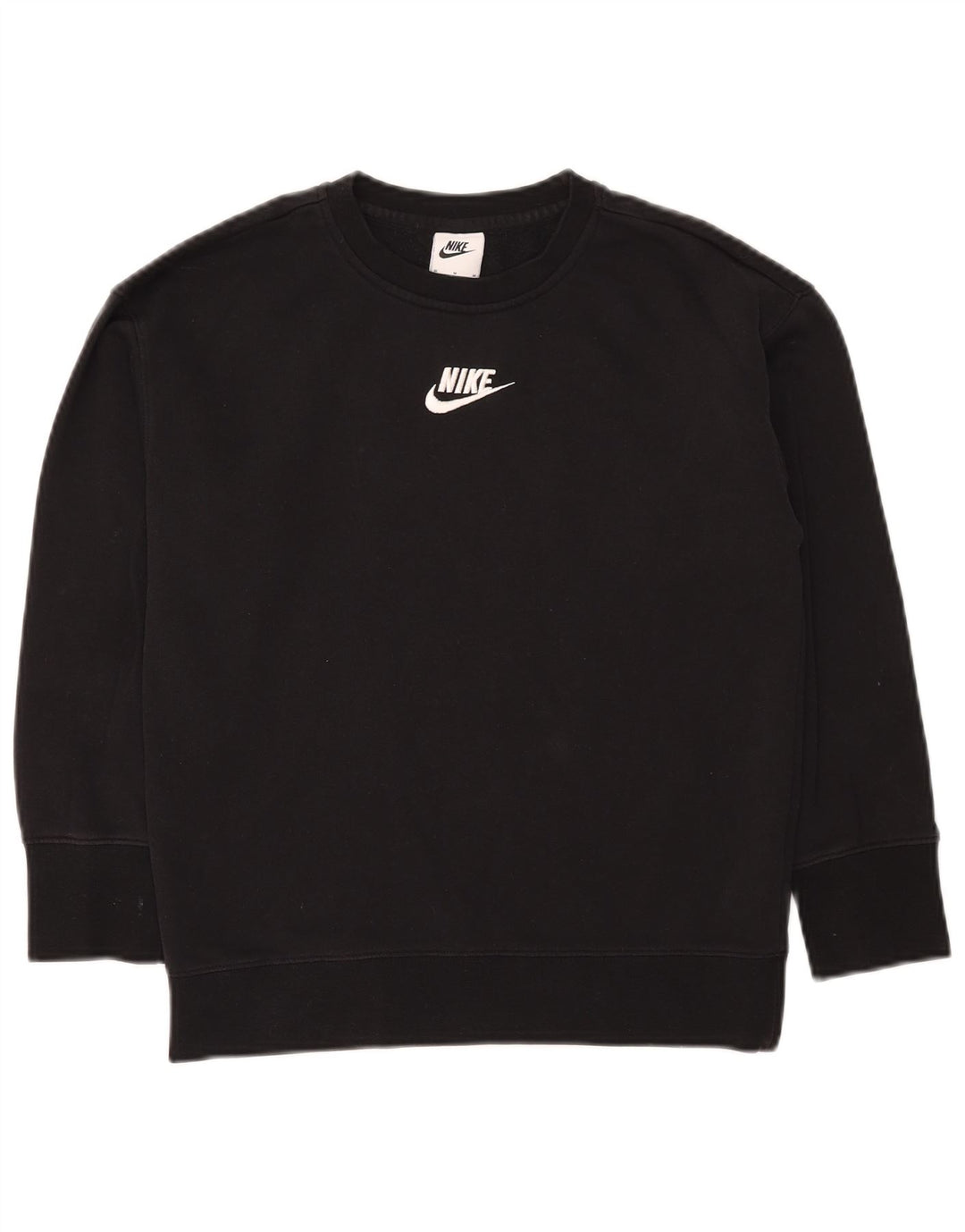 NIKE Girls Graphic Sweatshirt Jumper 10-11 Years Medium Black Cotton