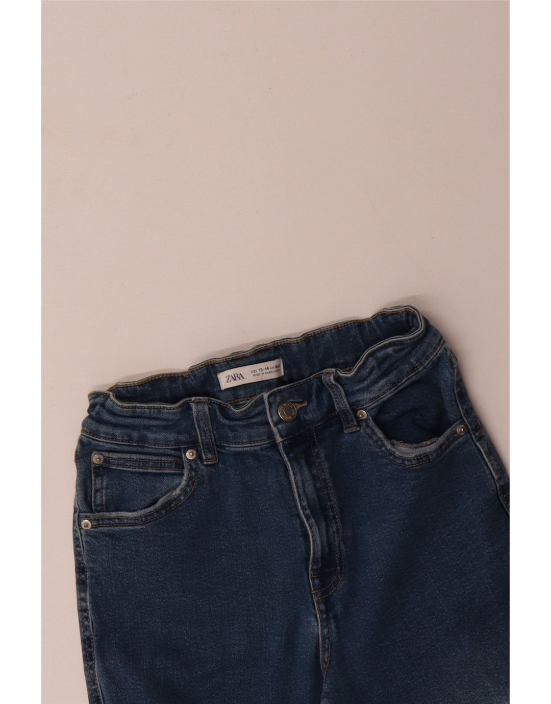 ZARA Jungen-Jeans mit hoher Taille und weitem Bein, 13–14 Jahre, W26 L28, blaue Baumwolle