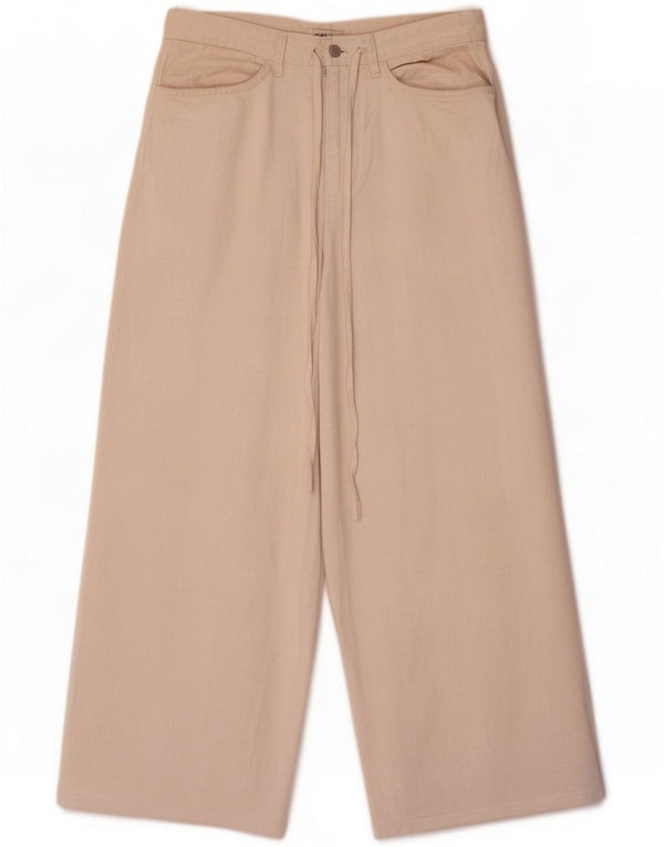 Cos Damen-Hose mit weitem Bein, kurz geschnitten, W36, L26, Beige, Baumwolle
