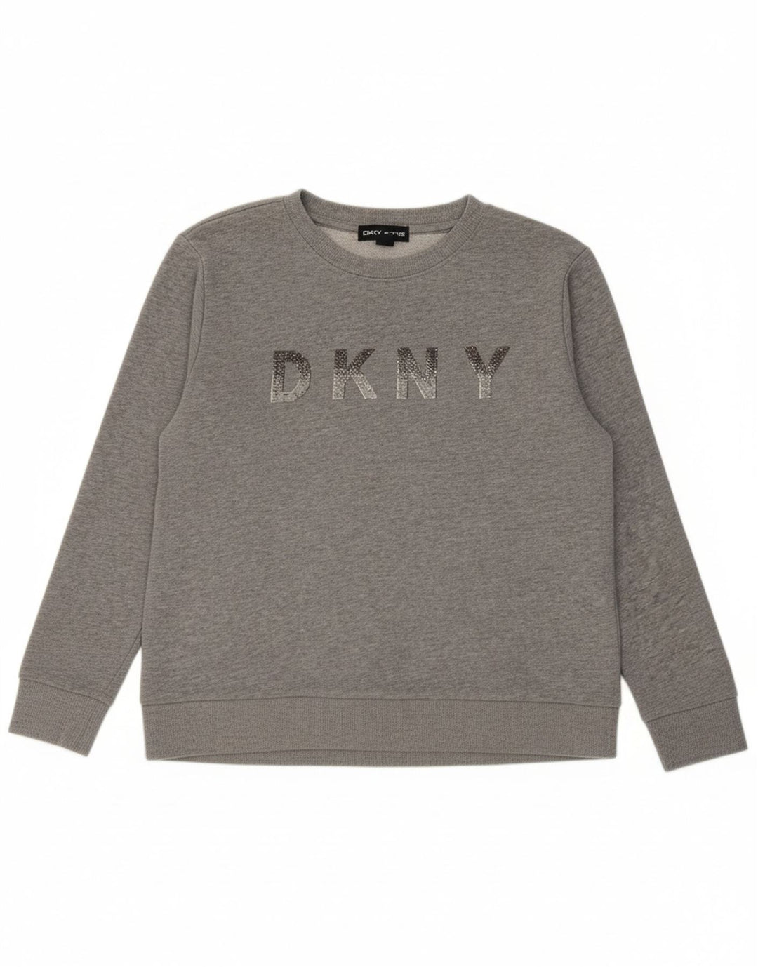 DKNY Womens Oversized Graphic Sweatshirt Jumper UK 10 Small Grey Cotton