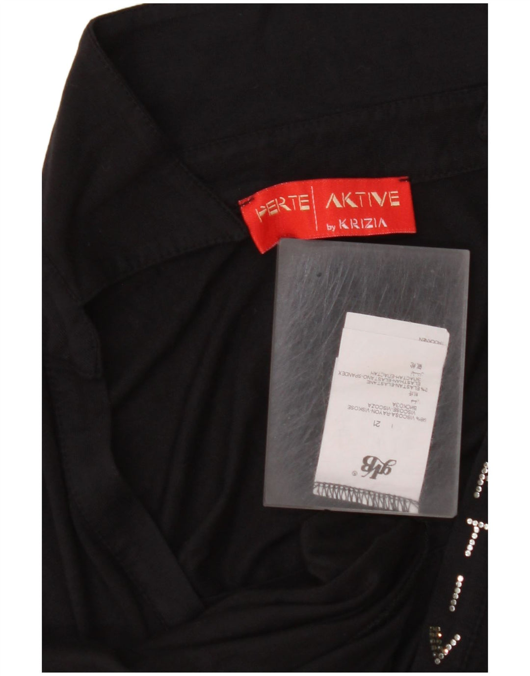 PERTE BY KRIZIA Damen Langarm-Poloshirt UK 14 Mittelschwarze Viskose