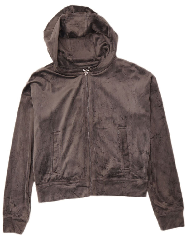 Fila Damen Crop Velour Zip Hoodie Pullover UK 6 XS Grau Polyester