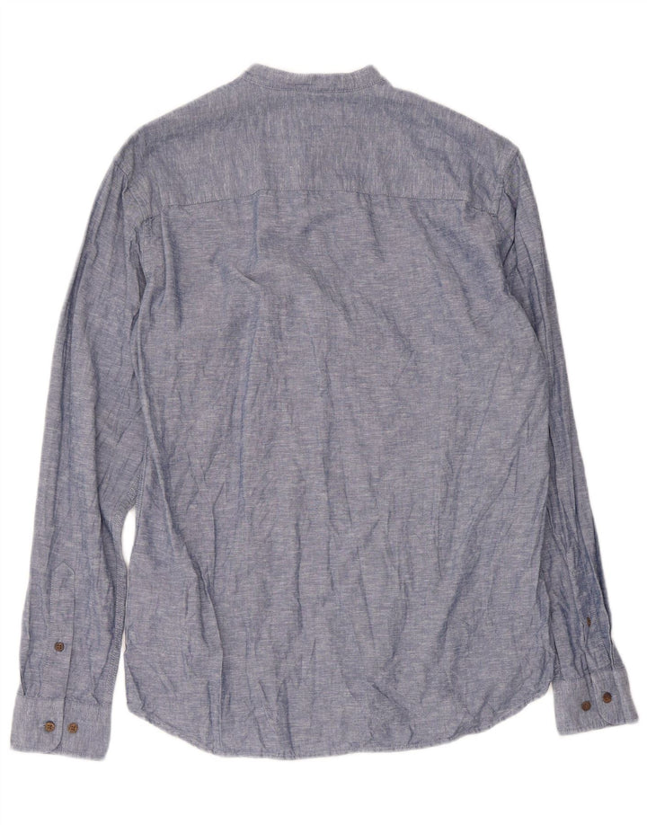 Jack & Jones Slim-Fit-Pulloverhemd für Herren aus mittelblau gefleckter Baumwolle